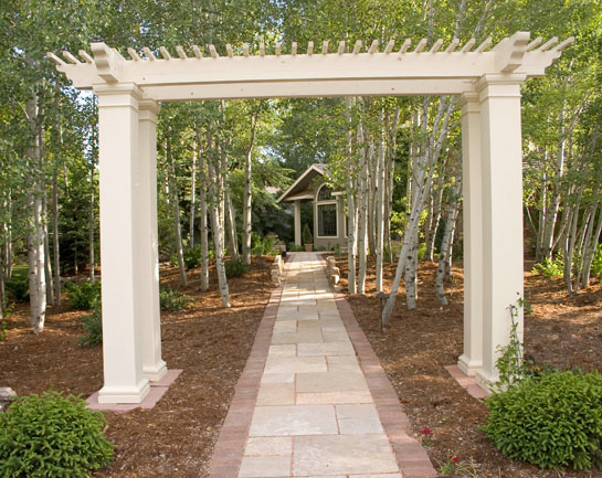 Paver walkway with pergola accent