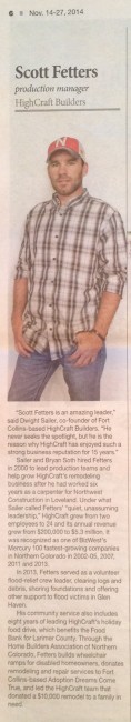 Scott’s November 2014 feature in the BizWest (formerly NCBR) when he was honored as a 40 Under 40 emerging leader in Northern Colorado.