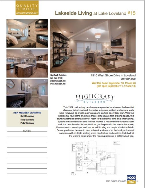 HighCraft builders 2015 parade of homes west shore page