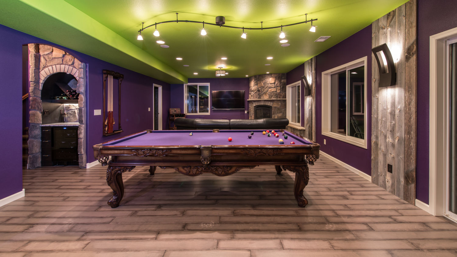 purple-green-game-room-basement-remodel