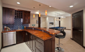 basement-remodel-wet-bar-copper-countertop