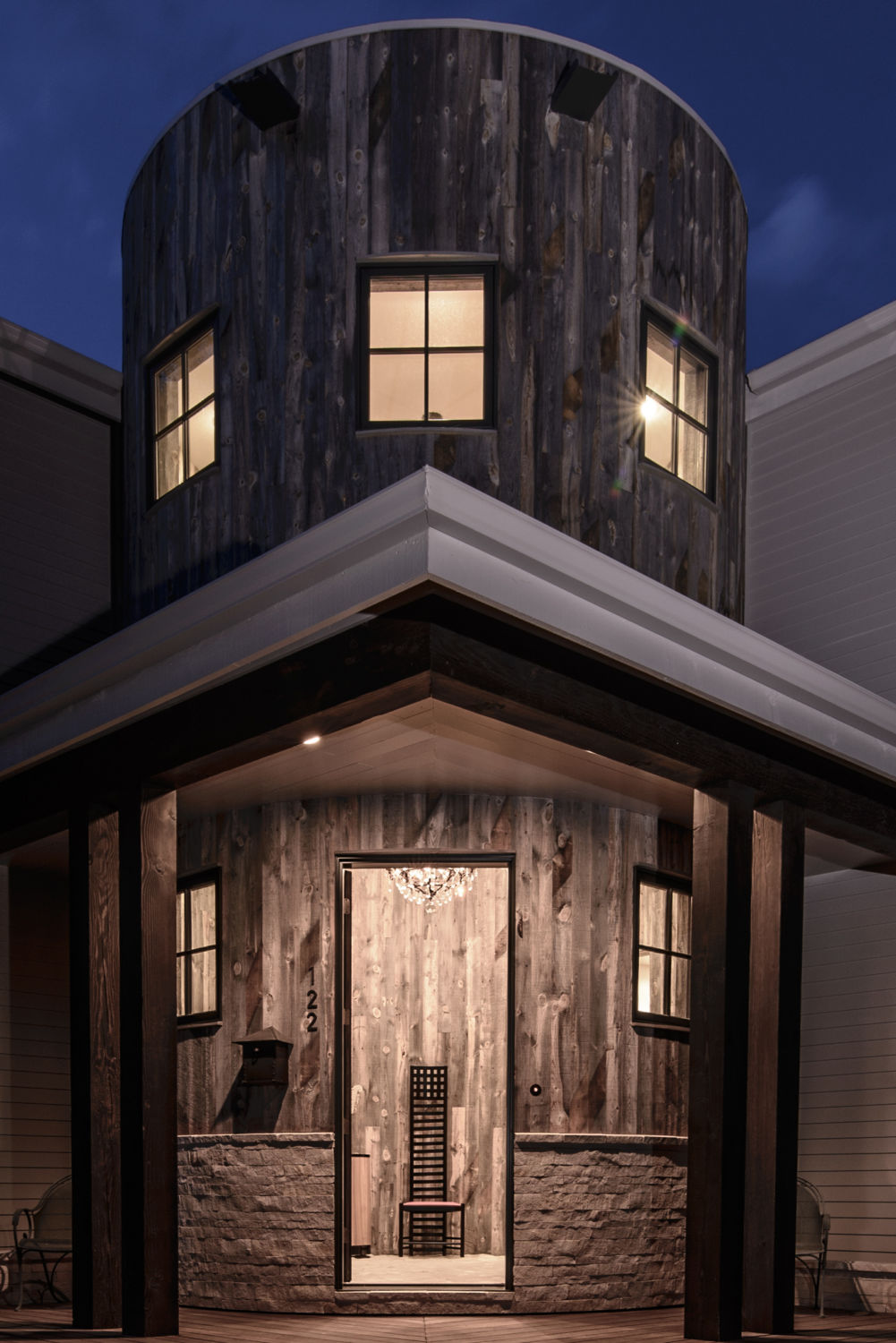 architecture reclaimed wood entry silo remodel highcraft builders colorado