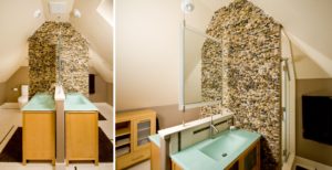 attic small bathroom remodel back-to-back vanities
