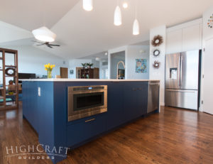 modern kitchen blue island