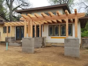 HighCraft remodel Ritter house back pergola before stain and stucco