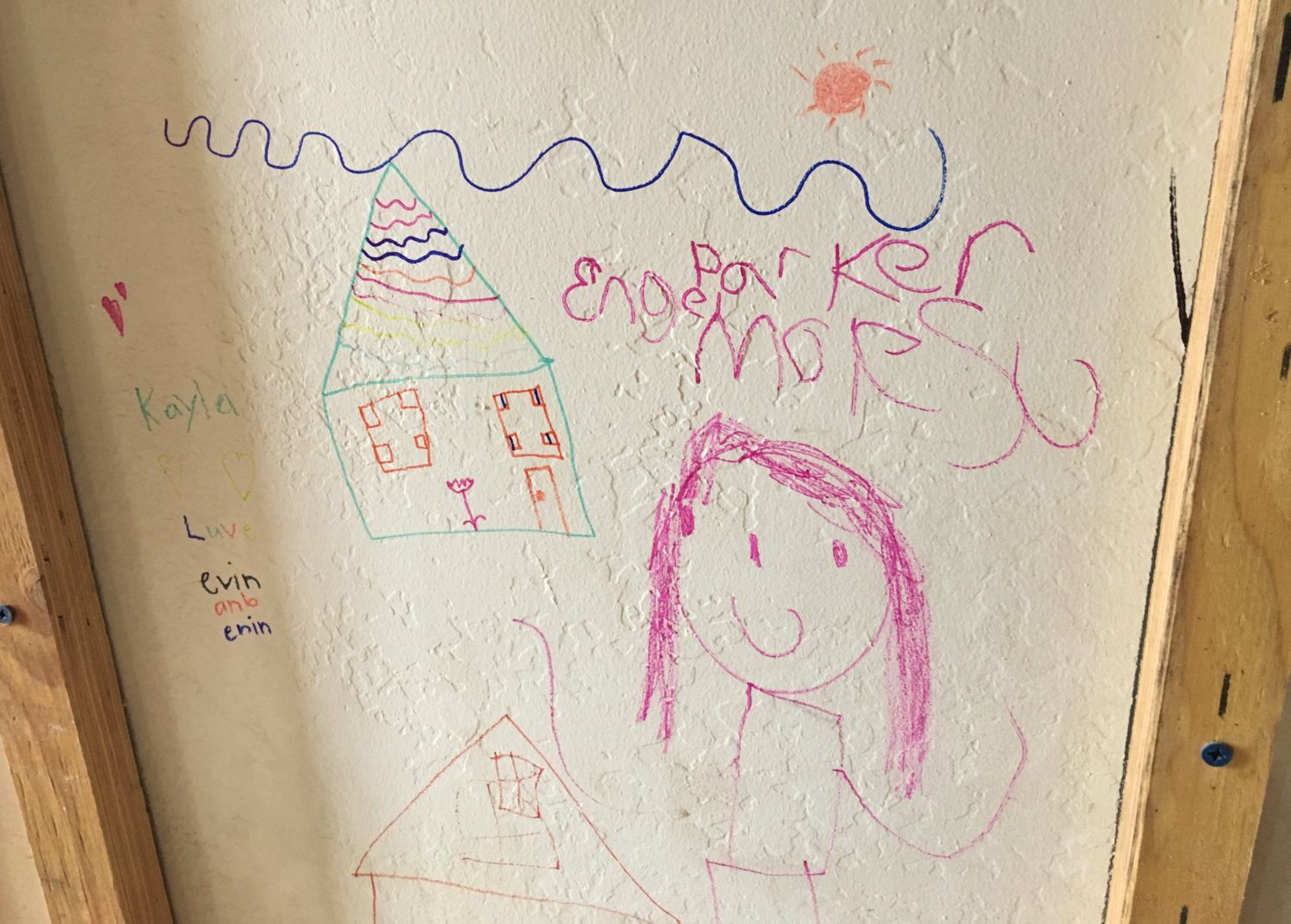 family wall words child's drawing