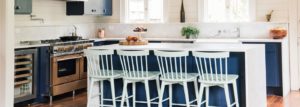blue kitchen cabinets copper range by bluestar