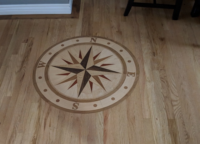 mariners compass wood floor inlay
