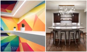 colorful wallpaper modern bar basement remodel
