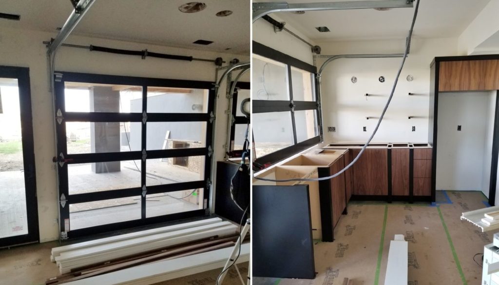 basement rec room garage doors wet bar local custom home builders