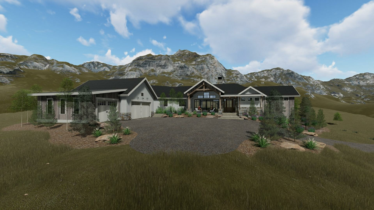 dutch ridge ranch custom home rendering front exterior