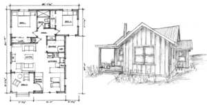 guest cabin floorplan and sketch