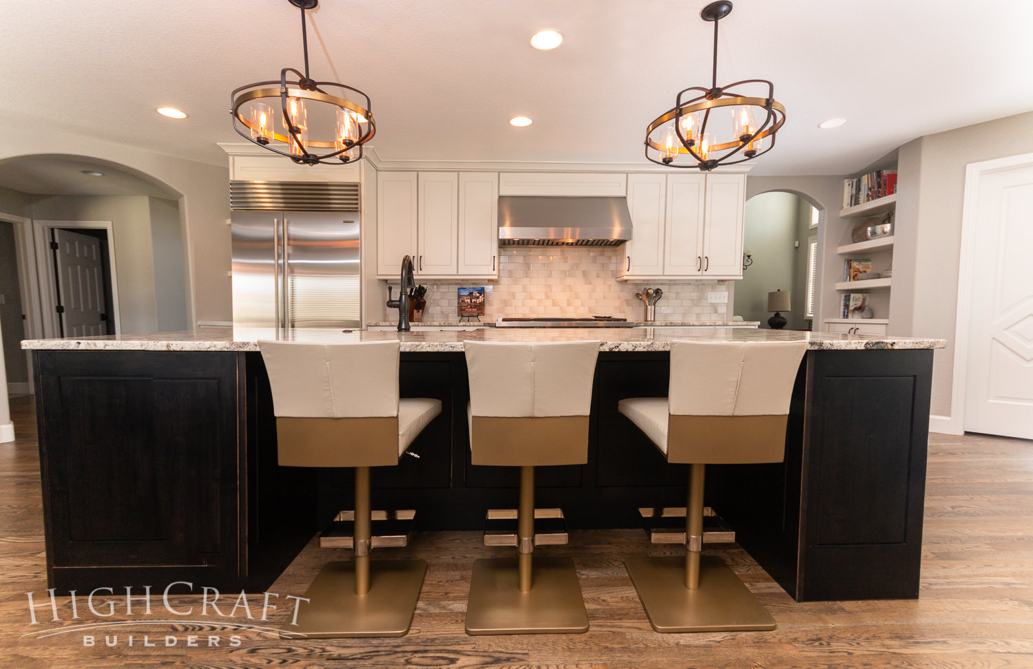 Elegant Kitchen Modern White Gold Barstools 