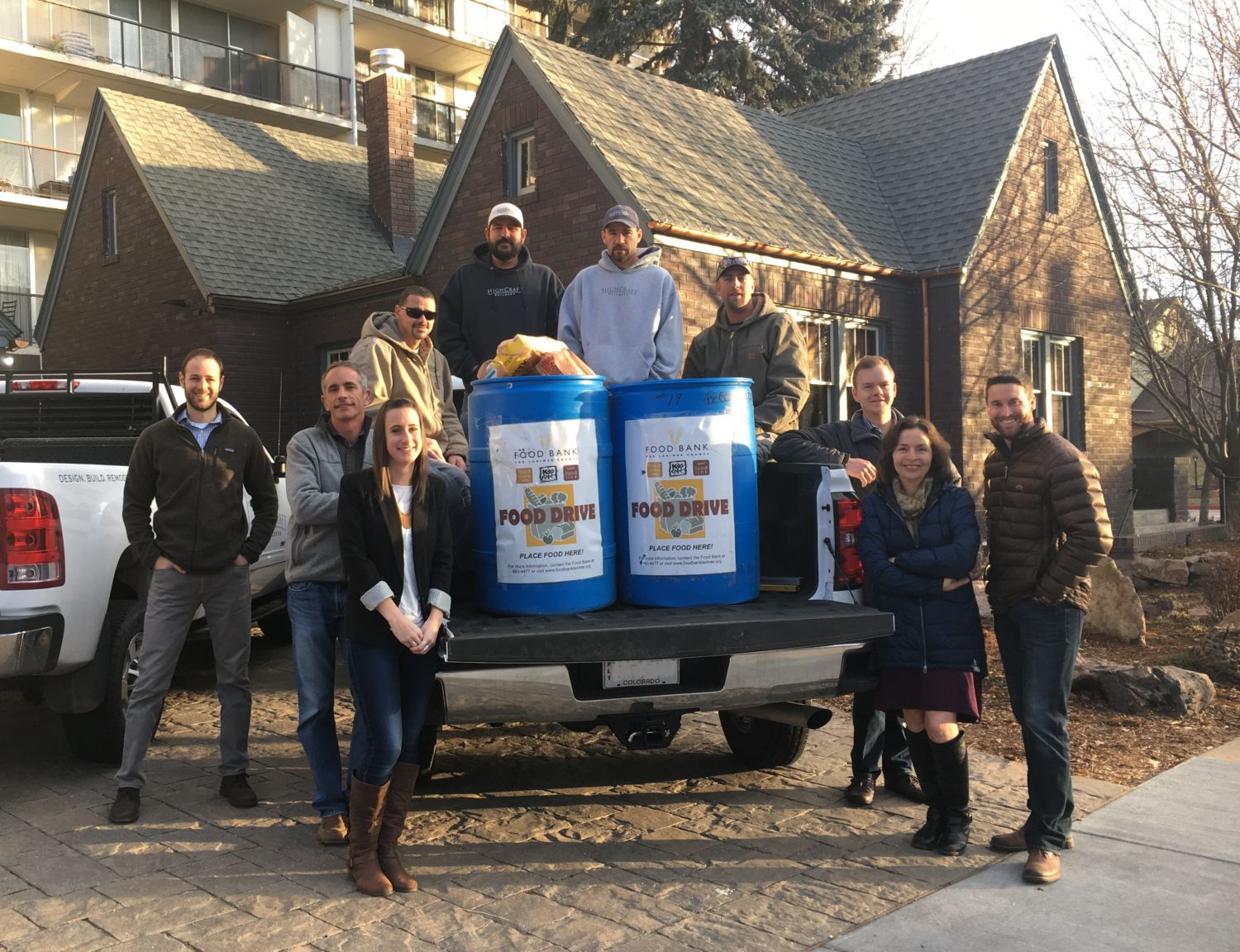 highcraft holiday food drive local construction contractors team and truck