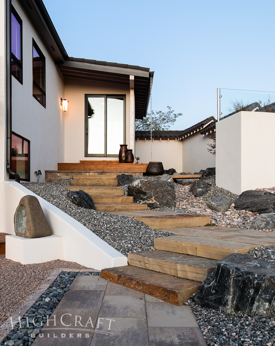 asian_inspired_whole_house_remodel_fort_collins_CO_exterior_side_stone_slab_steps