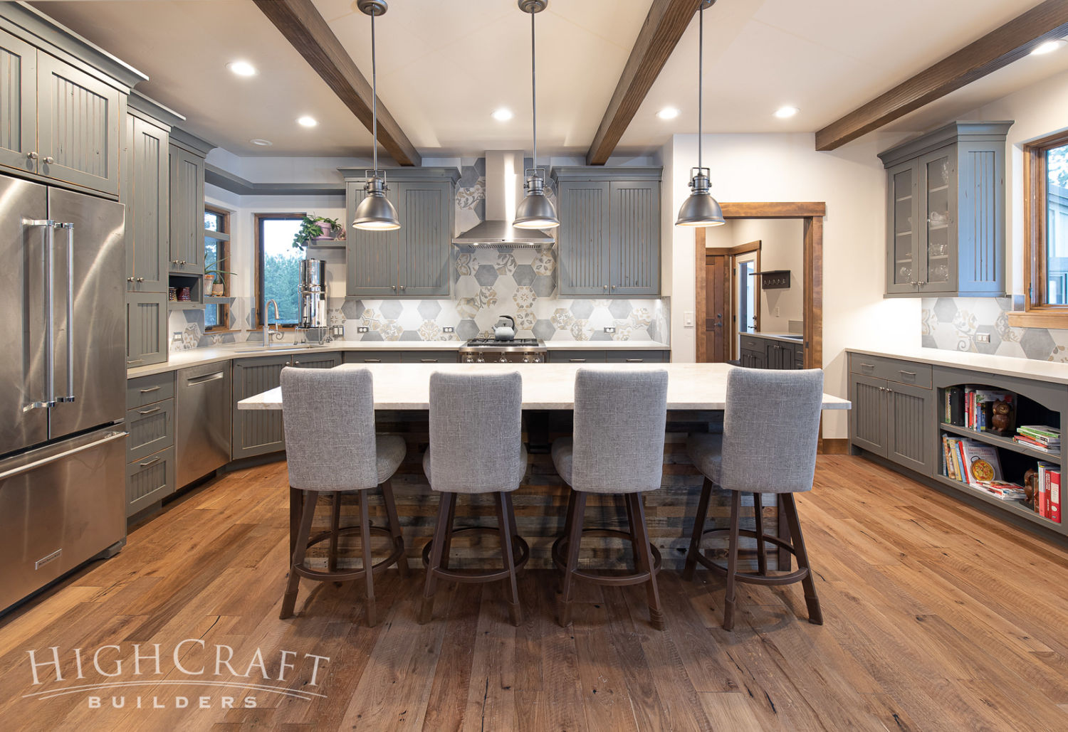 custom_home_construction_kitchen_hex_tiles_ceiling_beams