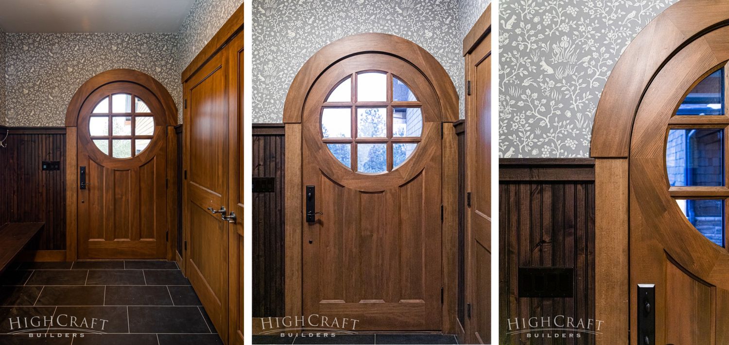 custom_home_construction_mountain_building_front_entry_arched_interior_door_three_pics