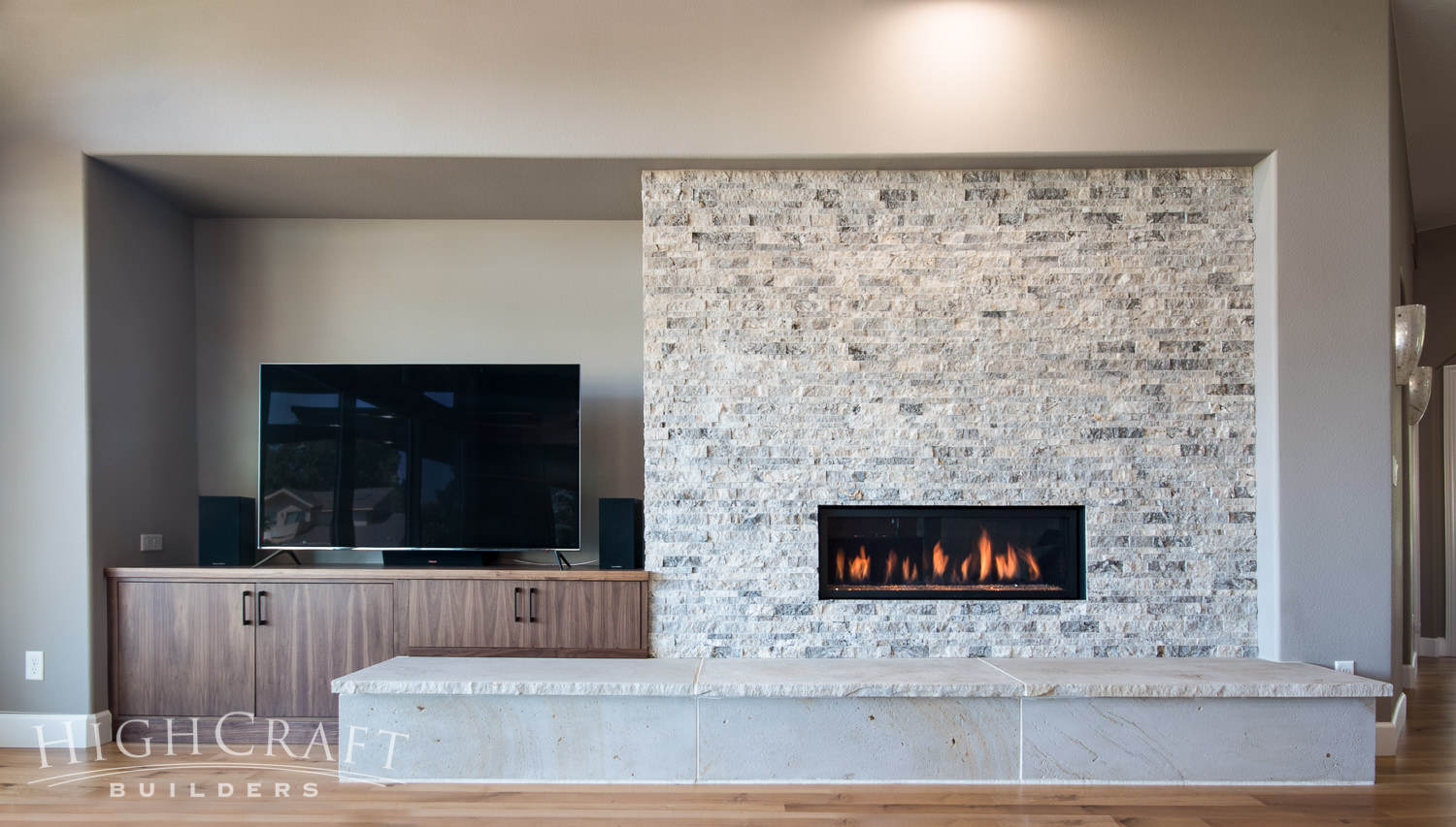 Kitchen-Living-and-Wet-Bar-Remodel-Fireplace-Wall-Stone-Walnut