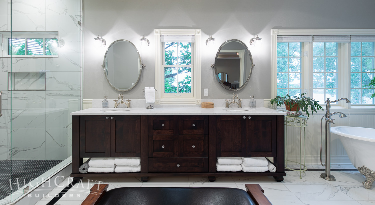 Traditional-Master-Suite-Deck-Master-Bathroom-Dark-Wood-Vanity