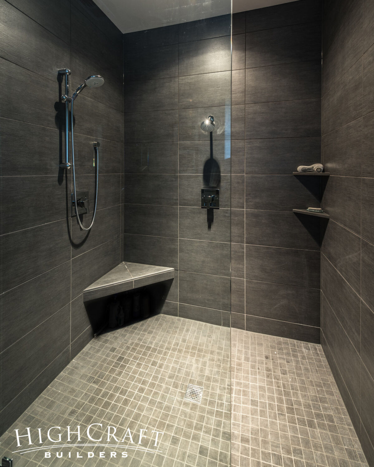 Contemporary-Custom-Straight-Stack-Black-Tiled-Shower