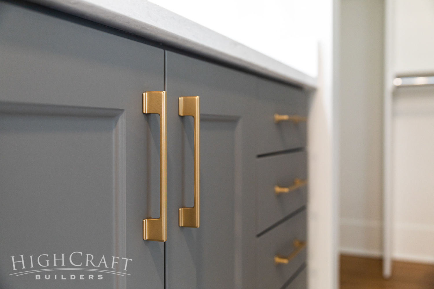 Cozy-Craftsman-Cottage-Gray-Cabinet-Gold-Hardware
