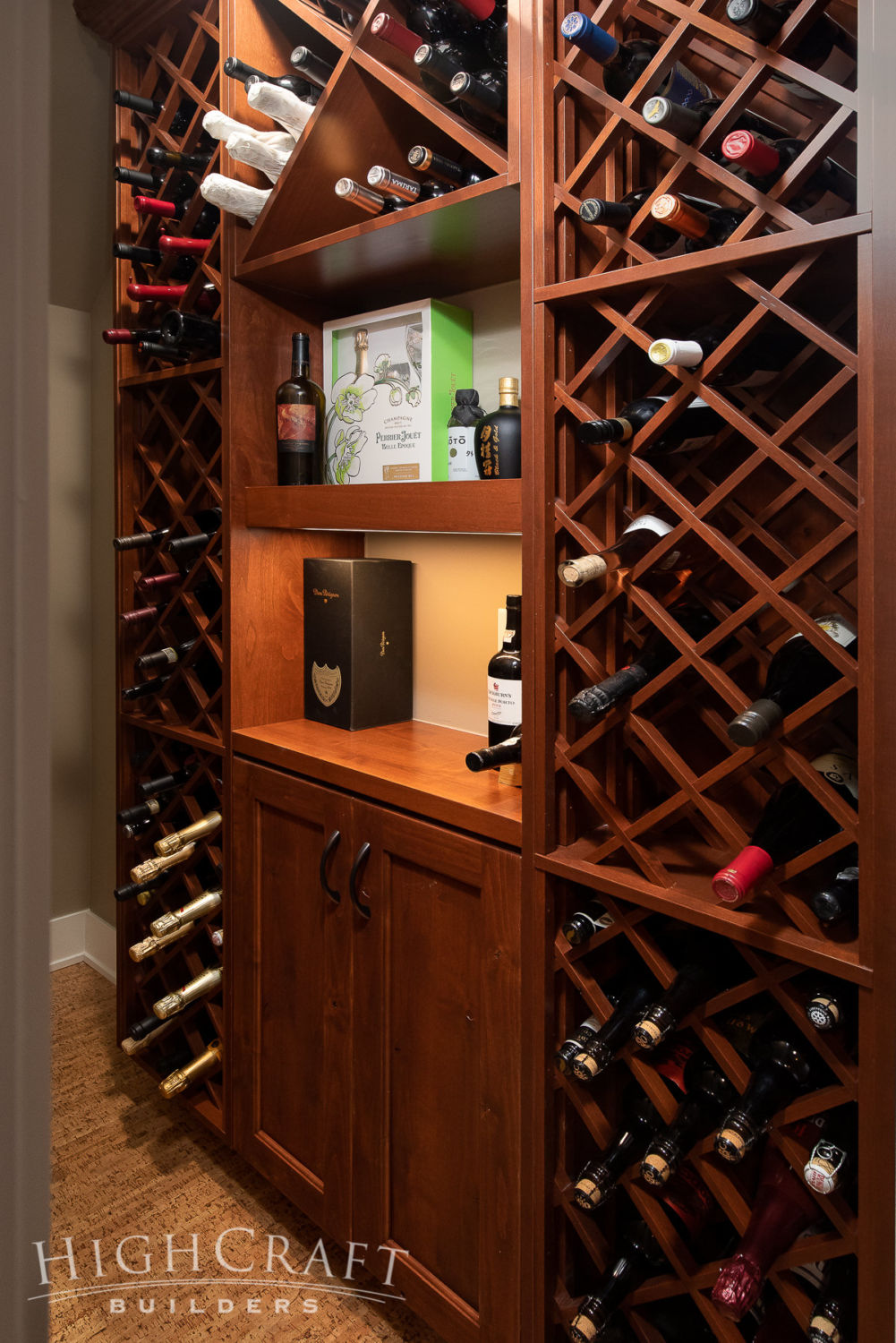 Cozy-Craftsman-Cottage-Stained-Wood-Wine-Storage