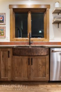over_garage_apartment_kitchen_hammered_copper_sink