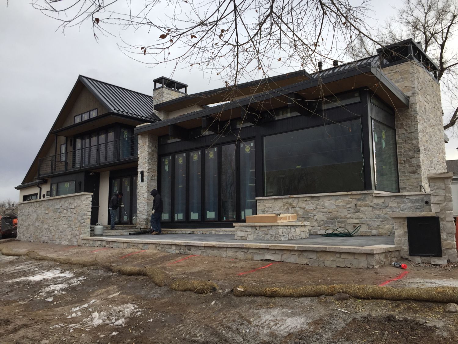 custom-home-builders-exterior-progress-black-framed-windows