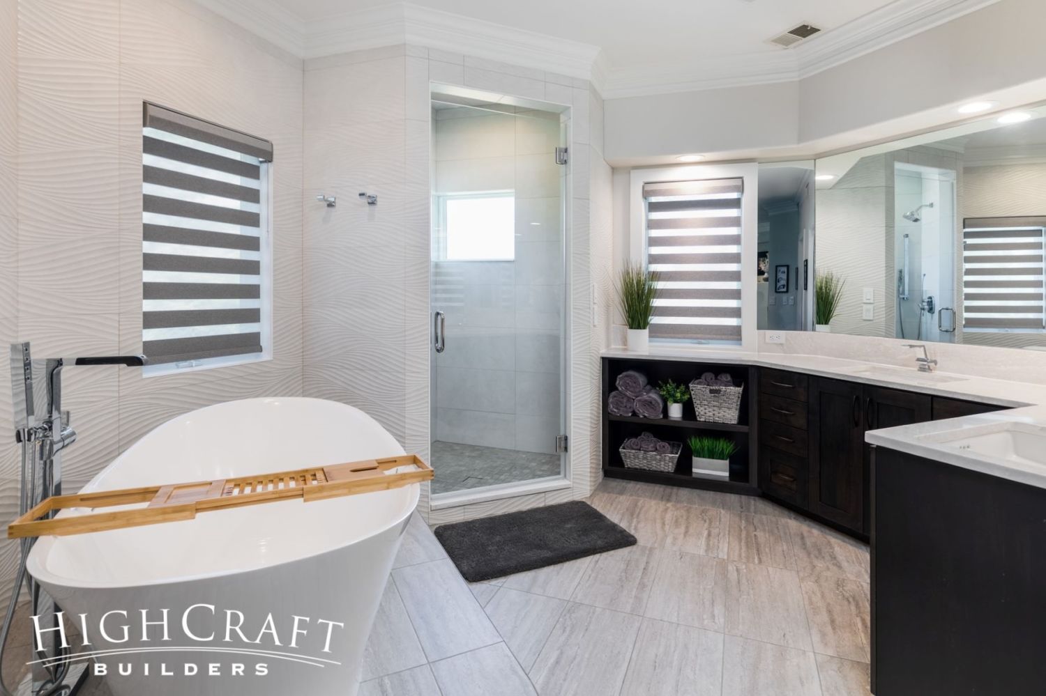 bathroom-remodeling-fort-collins-co-stand-alone-white-tub-bamboo-tray