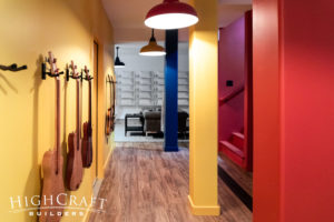 basement-remodeling-fort-collins-co-yellow-blue-columns-electric-guitars