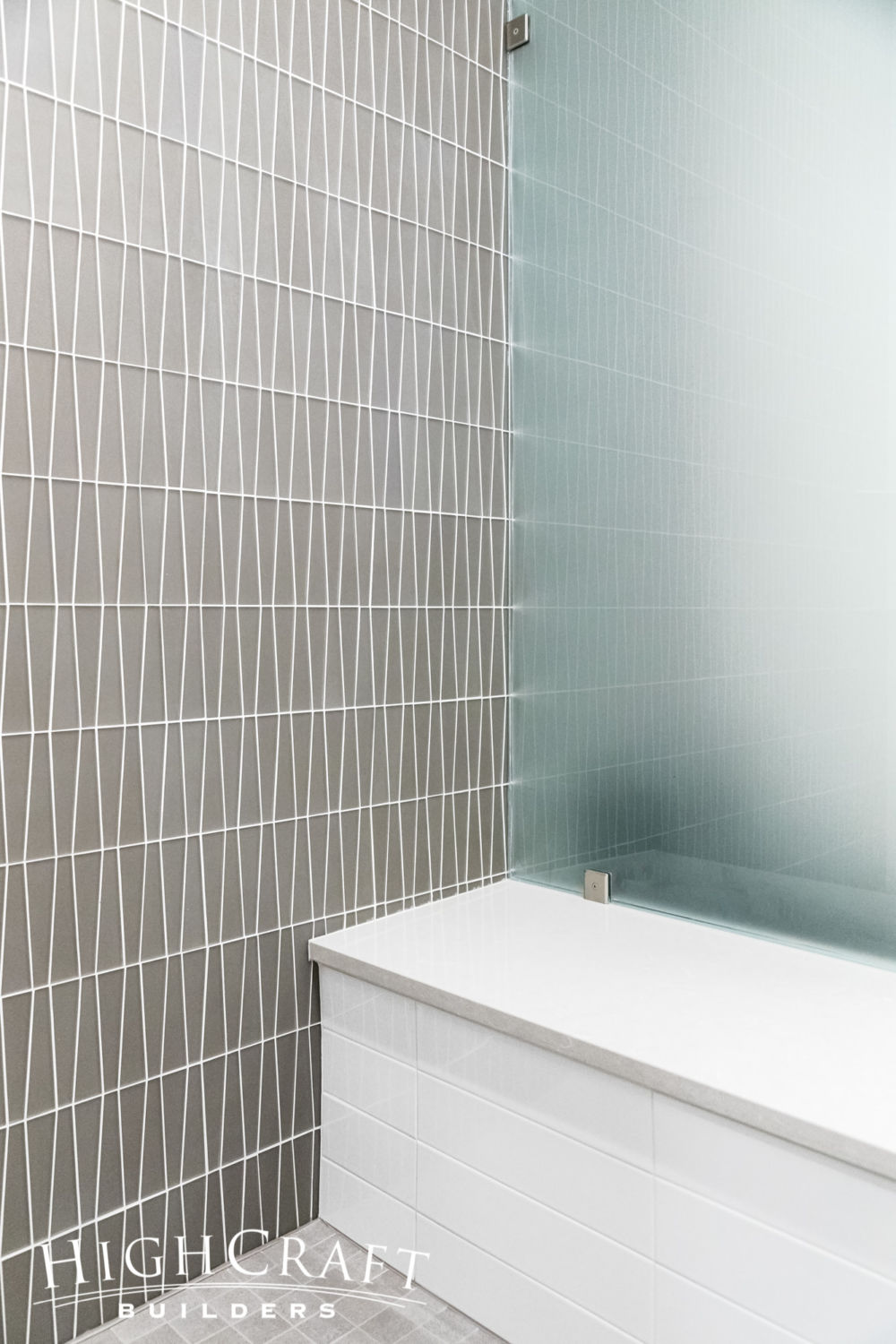 Soft-Contemporary-Custom-guest-bath-shower-geometric-tile