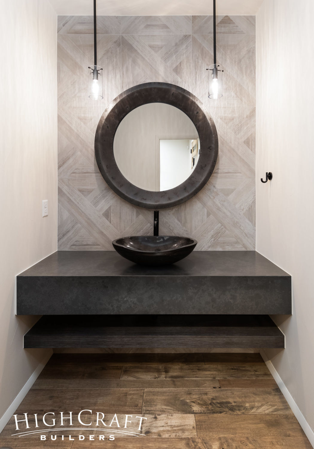 Soft-Contemporary-Custom-powder-bath-vessel-sink-round-mirror