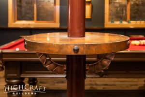 basement-finish-fort-collins-speakeasy-copper-table-pole-rivets
