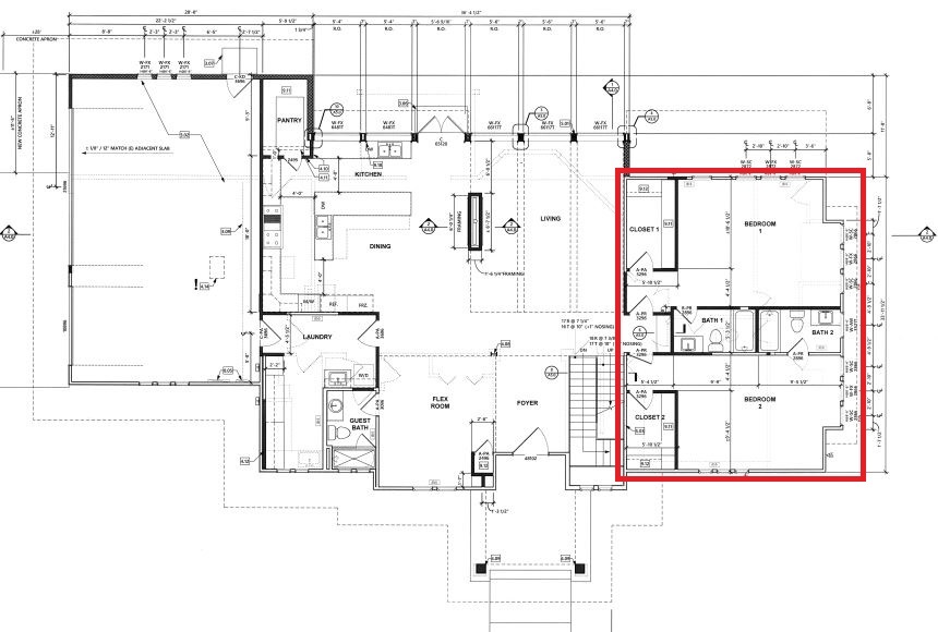 first-floor-plan-remodel-pop-top-kids-bedroom-suites-outlined