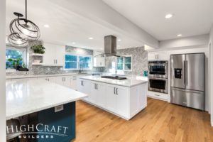kitchen-remodel-white-cabinets-gray-chevron-tile-accent-walls