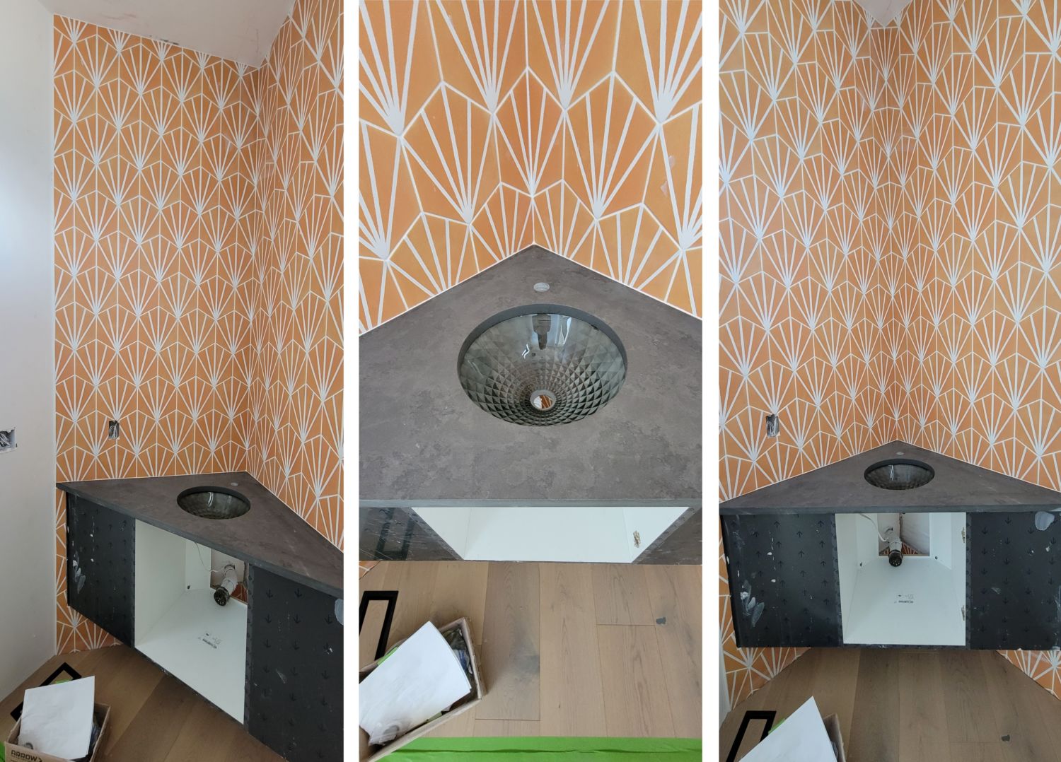 mountain-modern-custom-home-builder-bathroom-orange-starburst-tile-gray-countertop