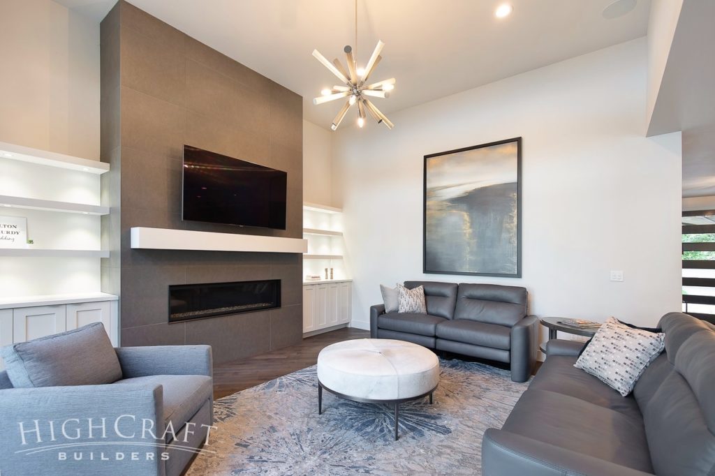 highcraft loveland custom home sputnik chandelier large format tile ...