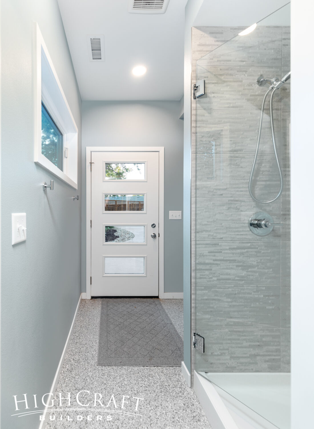 Kitchen-Bath-Pool-House-shower-glass-panel-exterior-door