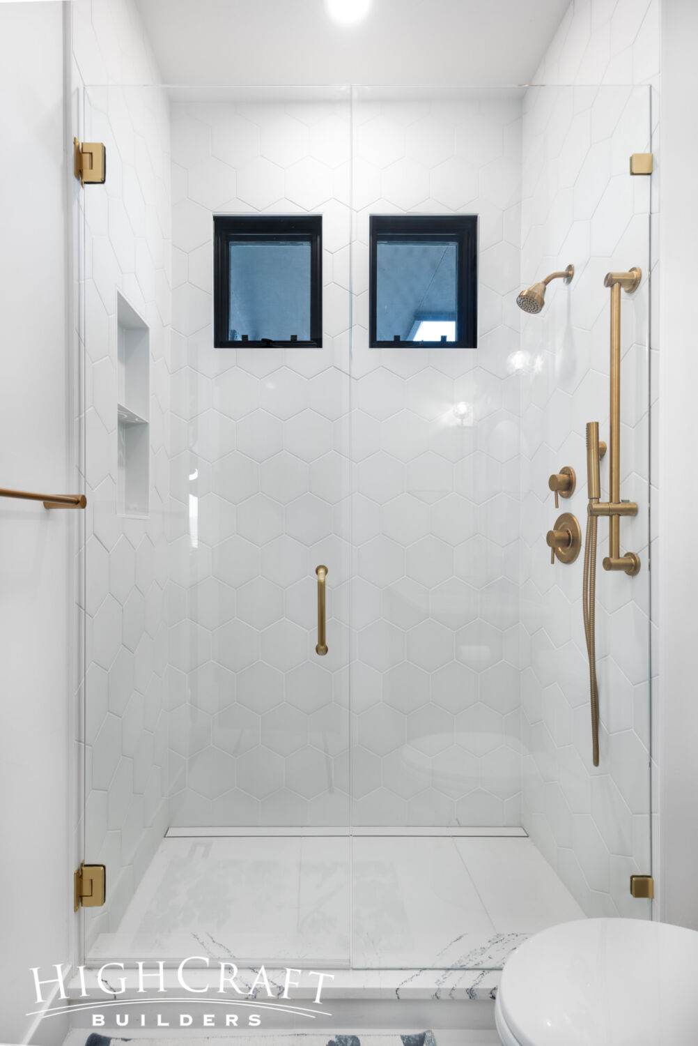 Second-Story-Pop-Top-Guest-Bath-Gold-Plumbing-Fixtures-Shower