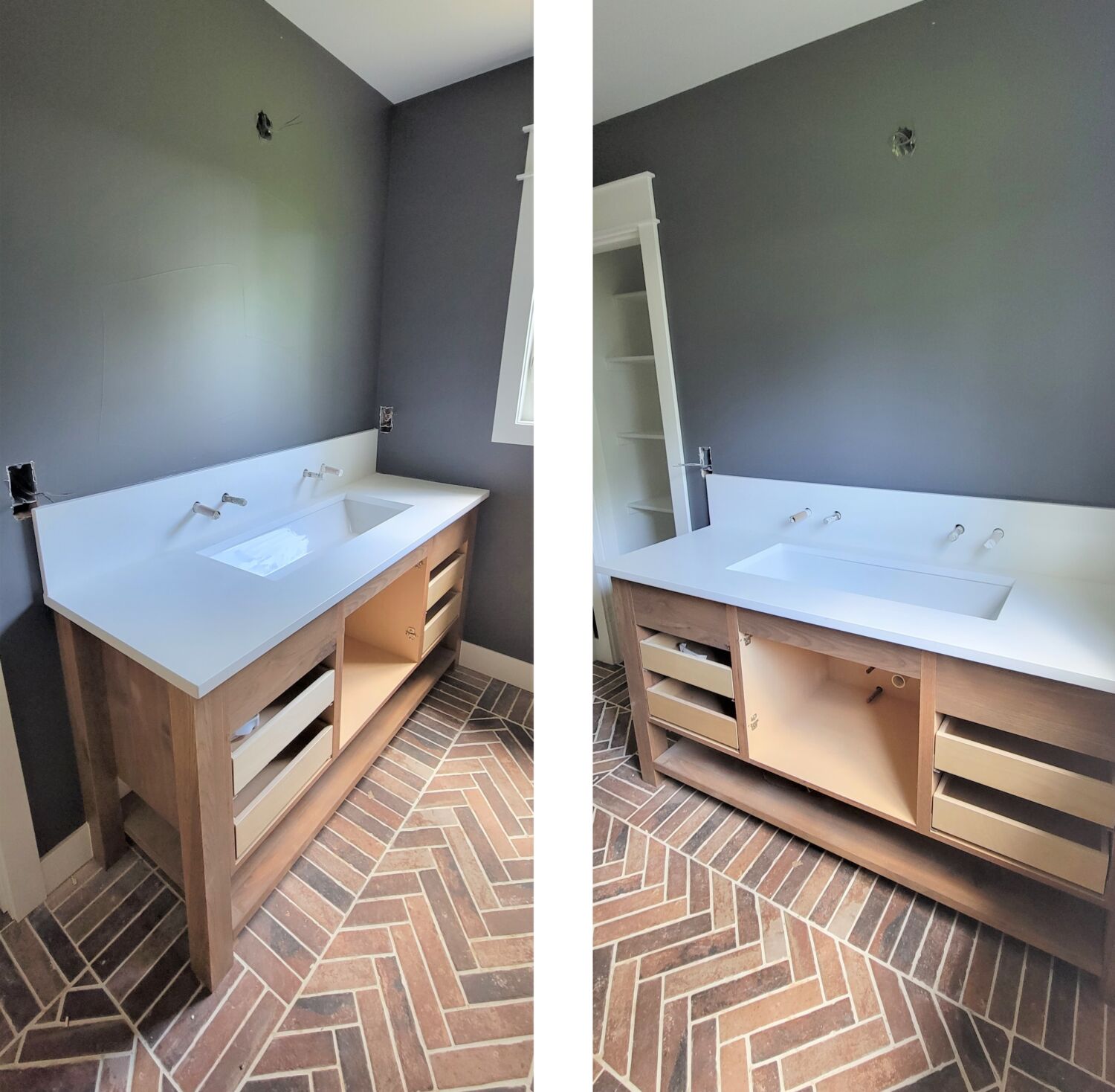 bathroom-remodel-brick-tile-flooring-sinks