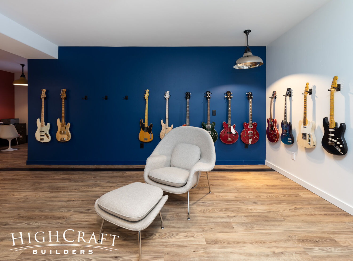 Eclectic-Remodel-in-Old-Town-Custom-Music-Room-with-Accent-Wall