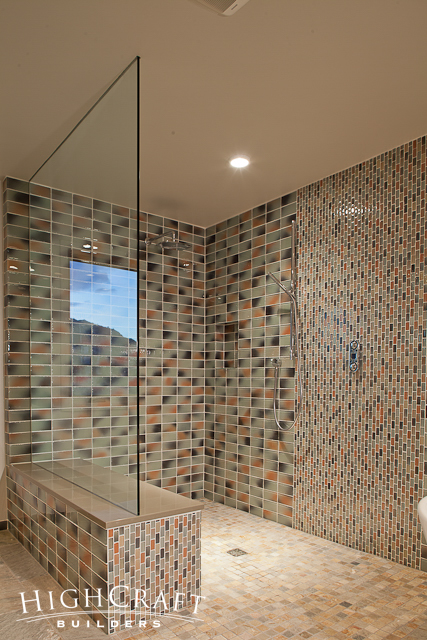 Modern-Mountain-Open-Concept-Walk-In-Shower-Bench-Glass-Wall-Unique-Subway-Tile