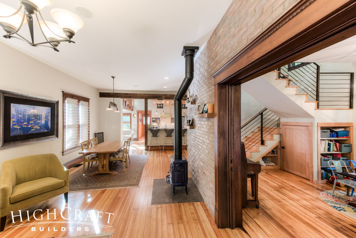 Historic-Second-Story-Addition-Free-Standing-Wood-Fireplace-Wood-Frame-Casing-Brick-Wall