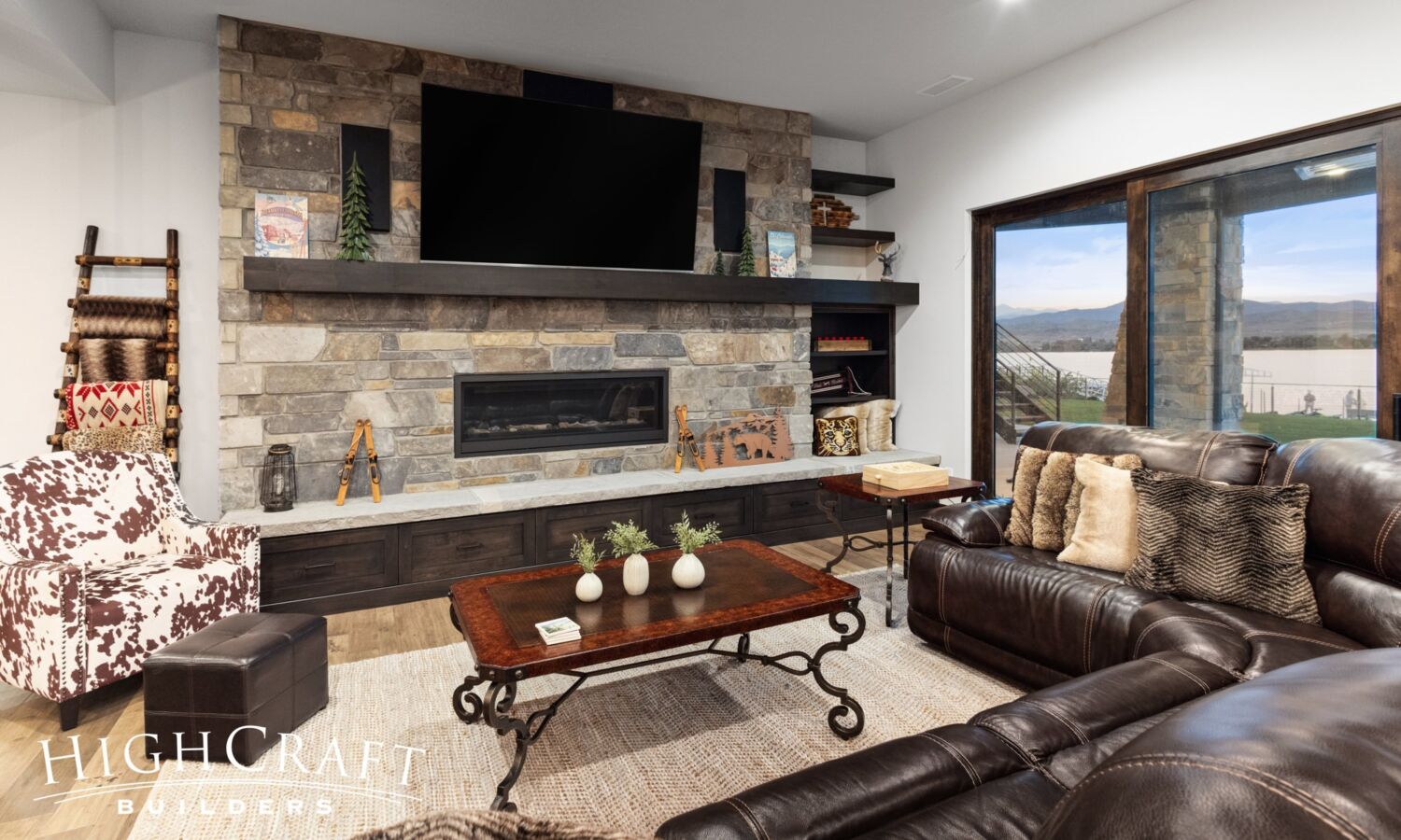 custom-home-builder-near-me-basement-rec-room-stone-fireplace