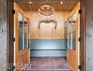 Master-Suite-Addition-Double-Door-Entry-Custom-Wood-Bench-Paneled-Wall