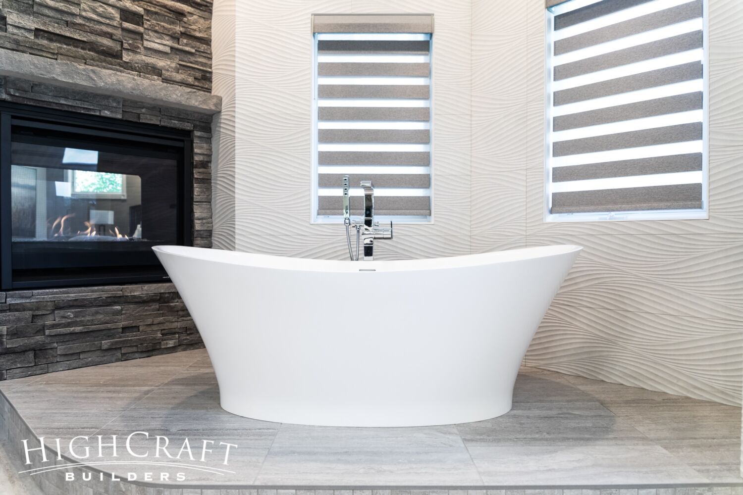 contemporary-master-bath-remodel-soaking-tub-fireplace