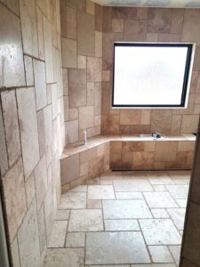 master-bathroom-remodel-walk-in-shower-progress-travertine-tile