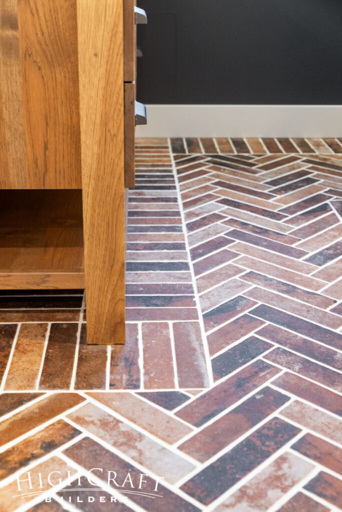 1960s-Ranch-Remodel-Herringbone-Brick-Floor-with-Border-Accent - HighCraft