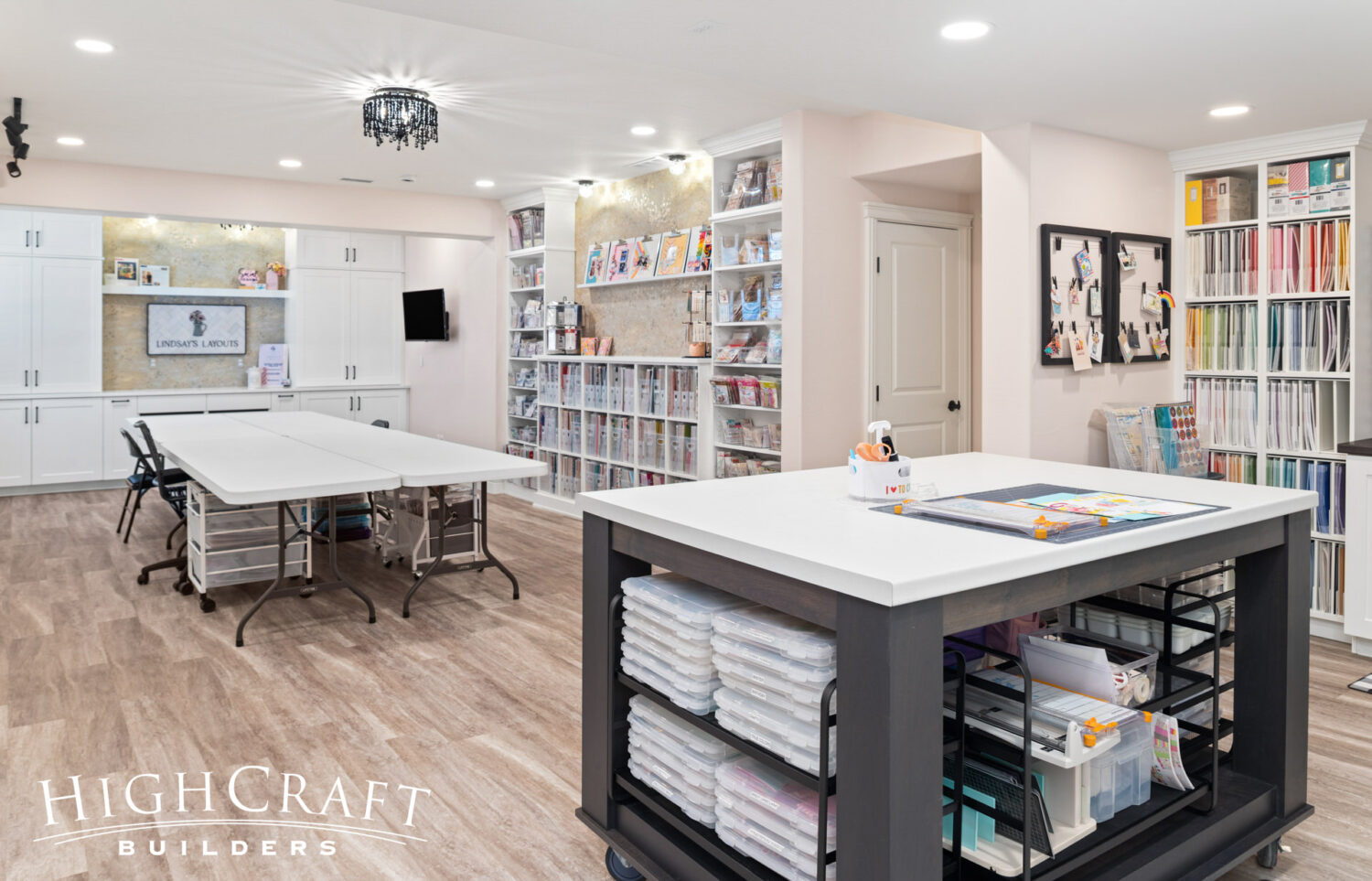 fort-collins-remodeler-basement-remodel-craft-room-tables-island