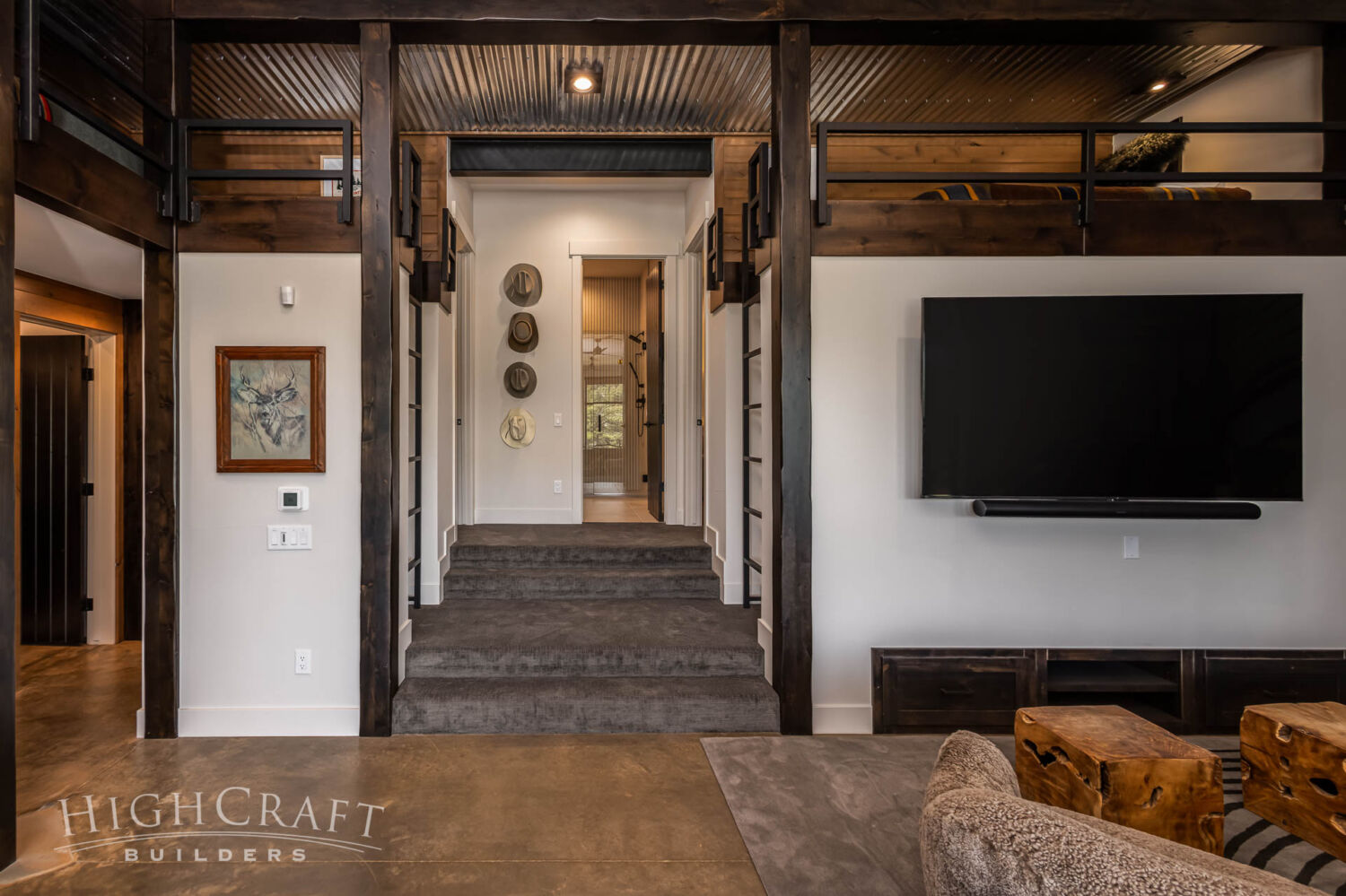 custom-home-builder-red-feather-lakes-co-basement-rec-room-stairs